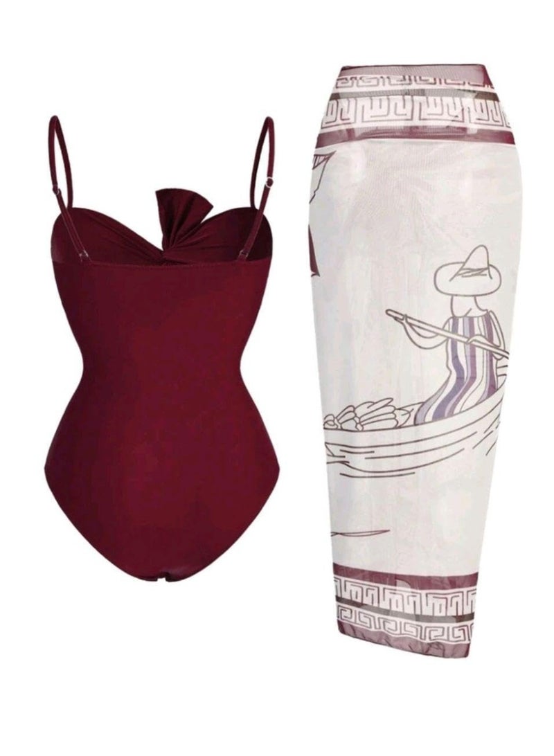 SHEIN-Swim Oasis 2pc Women Solid Color Slim-Fit Camisole - Image 3